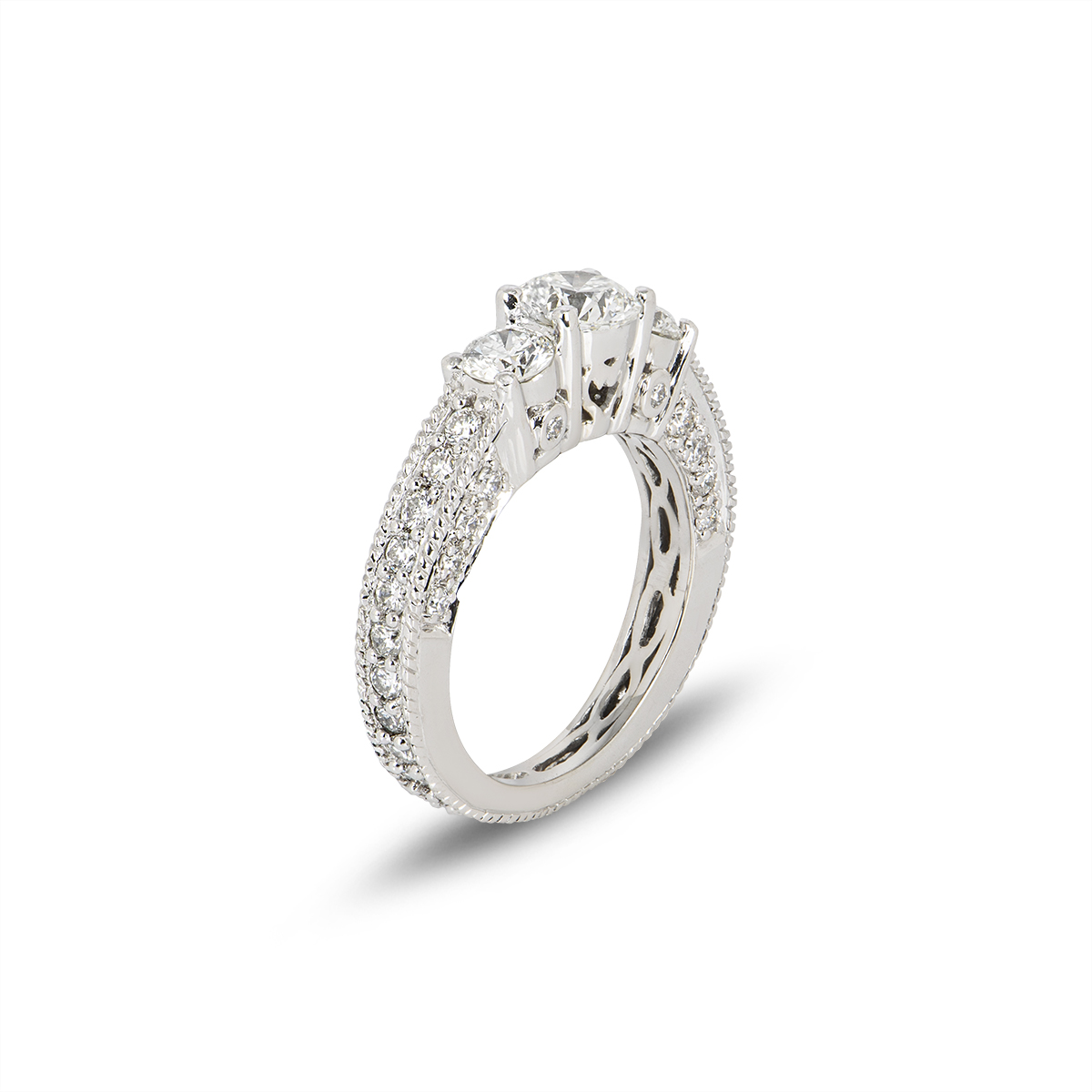 White Gold Three Stone Diamond Ring 0.55ct H/VS1